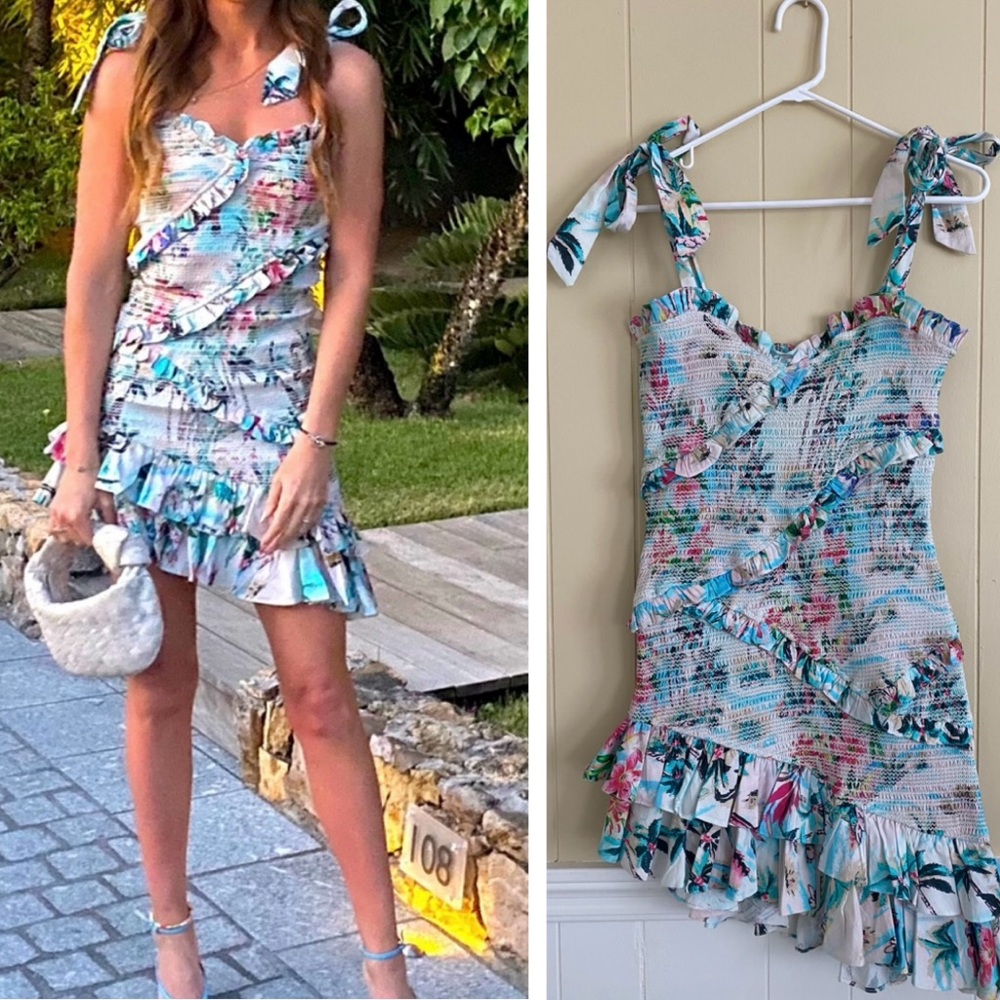 Rococo Sand Smocked Floral Mini Dress